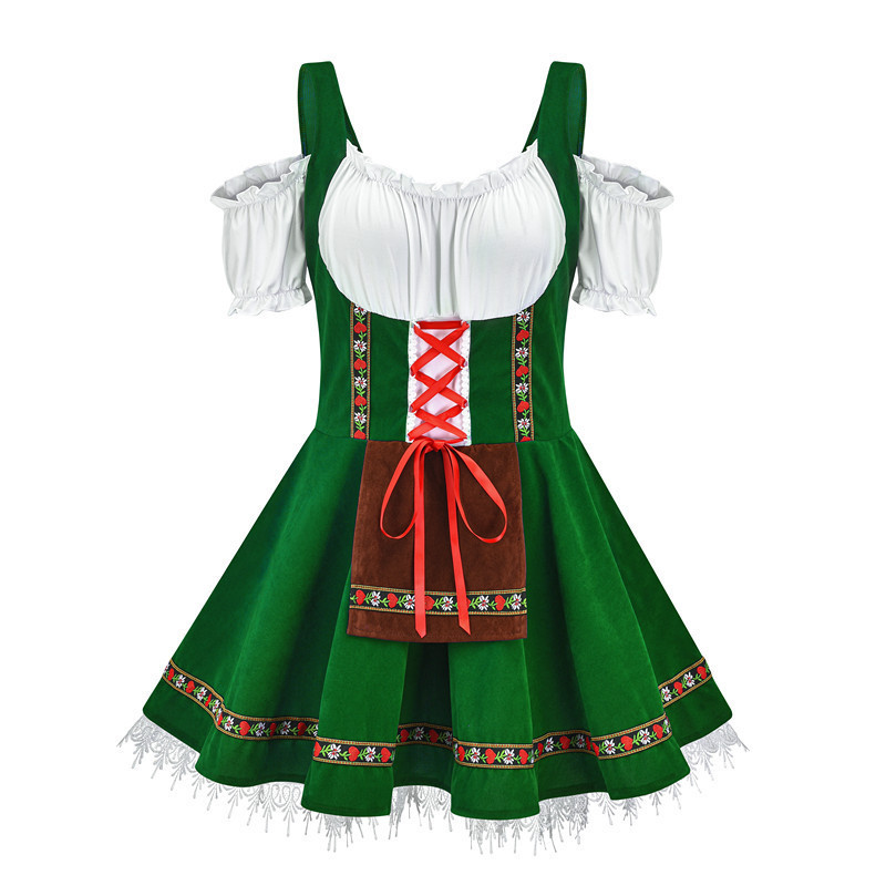 Традиционное баварское платье Dirndl с открытыми плечами Фестивальный костюм